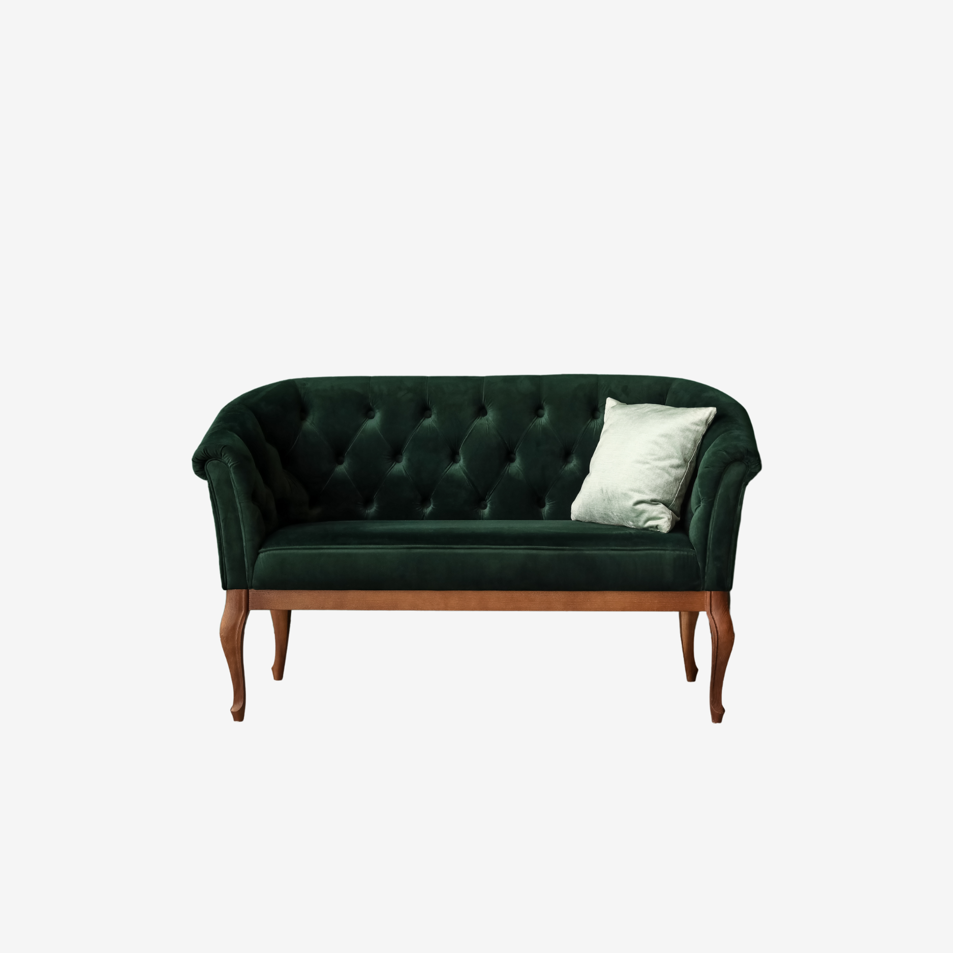 Emerald green velvet modern sofa with sleek design