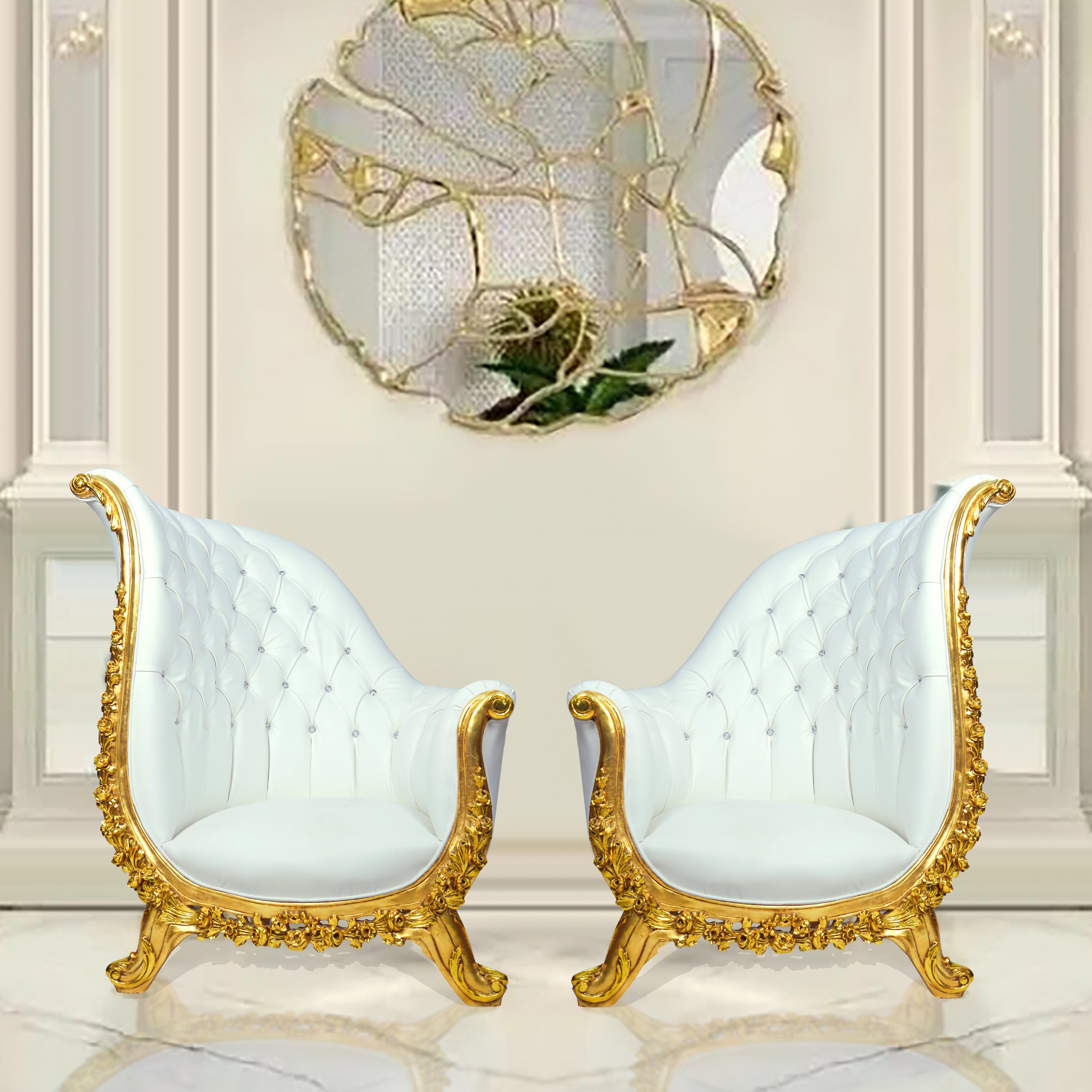 Close-up of loose seat cushion and tight barrel back design on Golden Cloud Chair