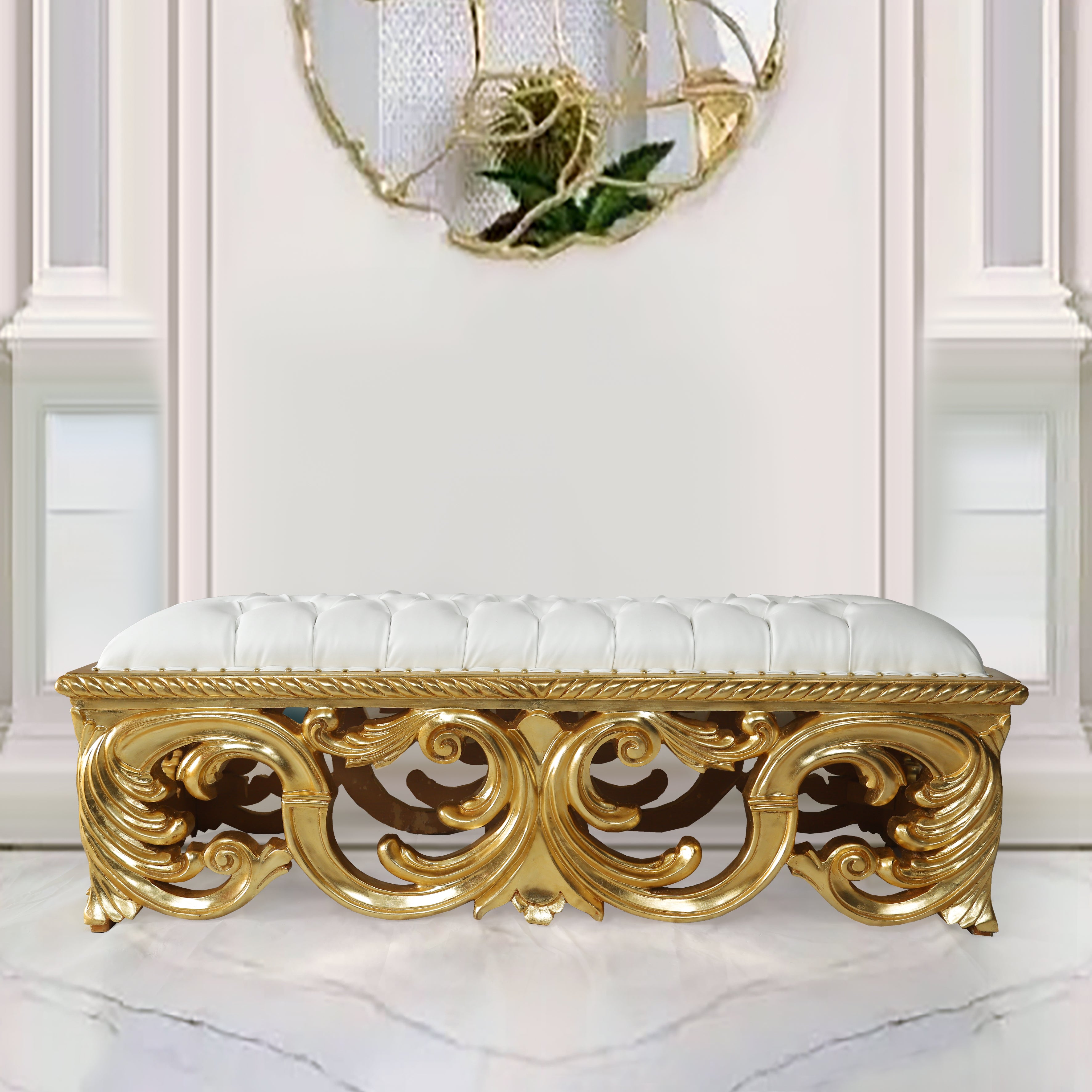 Elegant gold bench for weddings or luxury living spaces