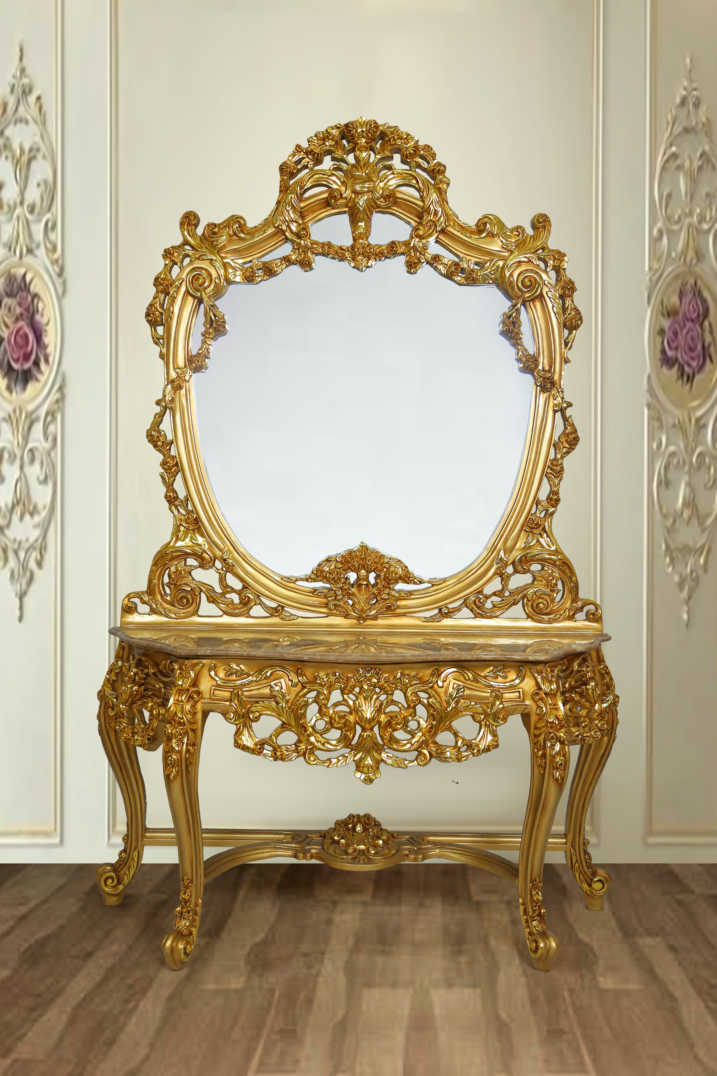 Decorative console mirror with vintage design and reflective glass – Venusville Furniture"