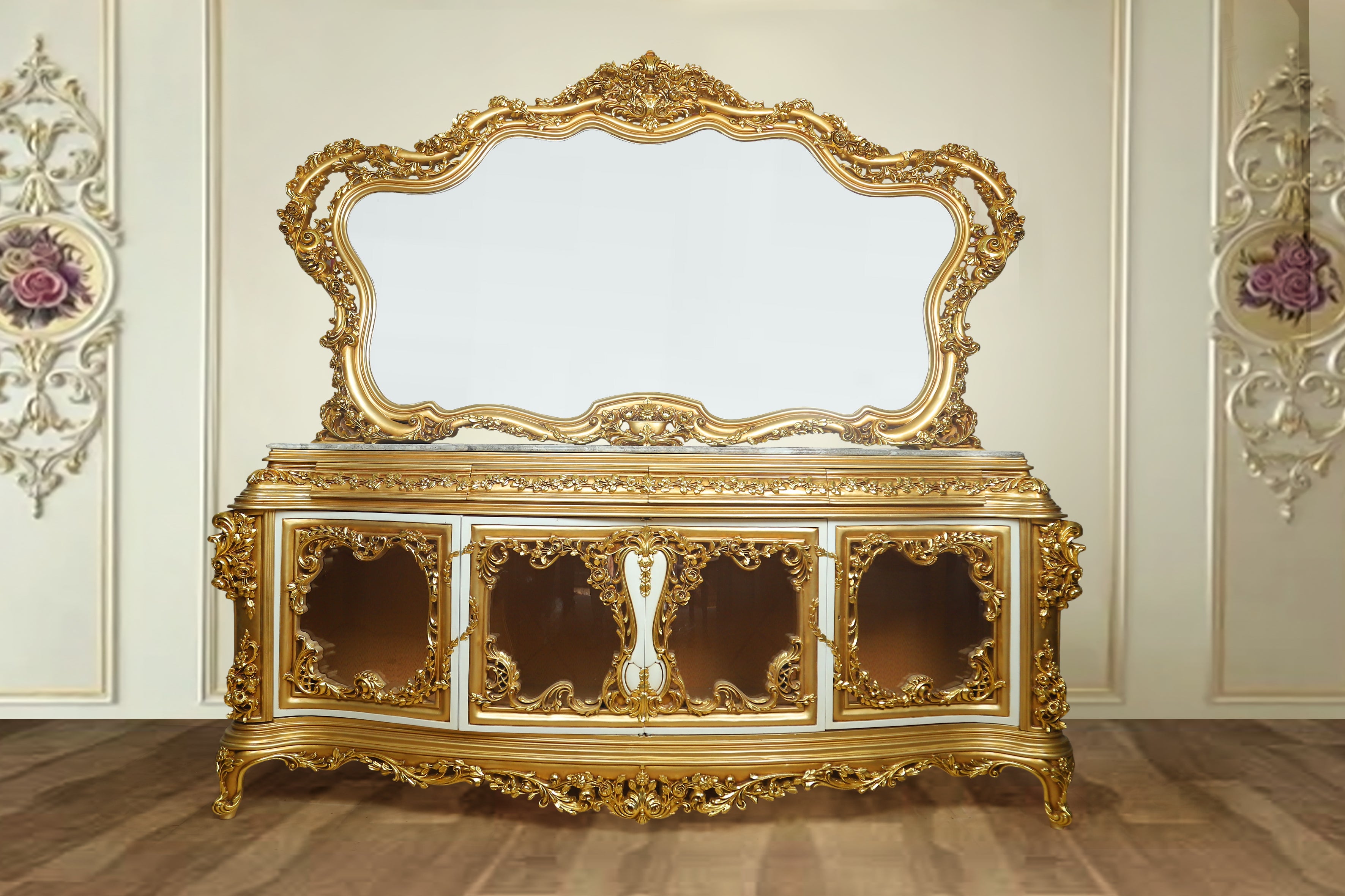 loor mirror with antique gold frame