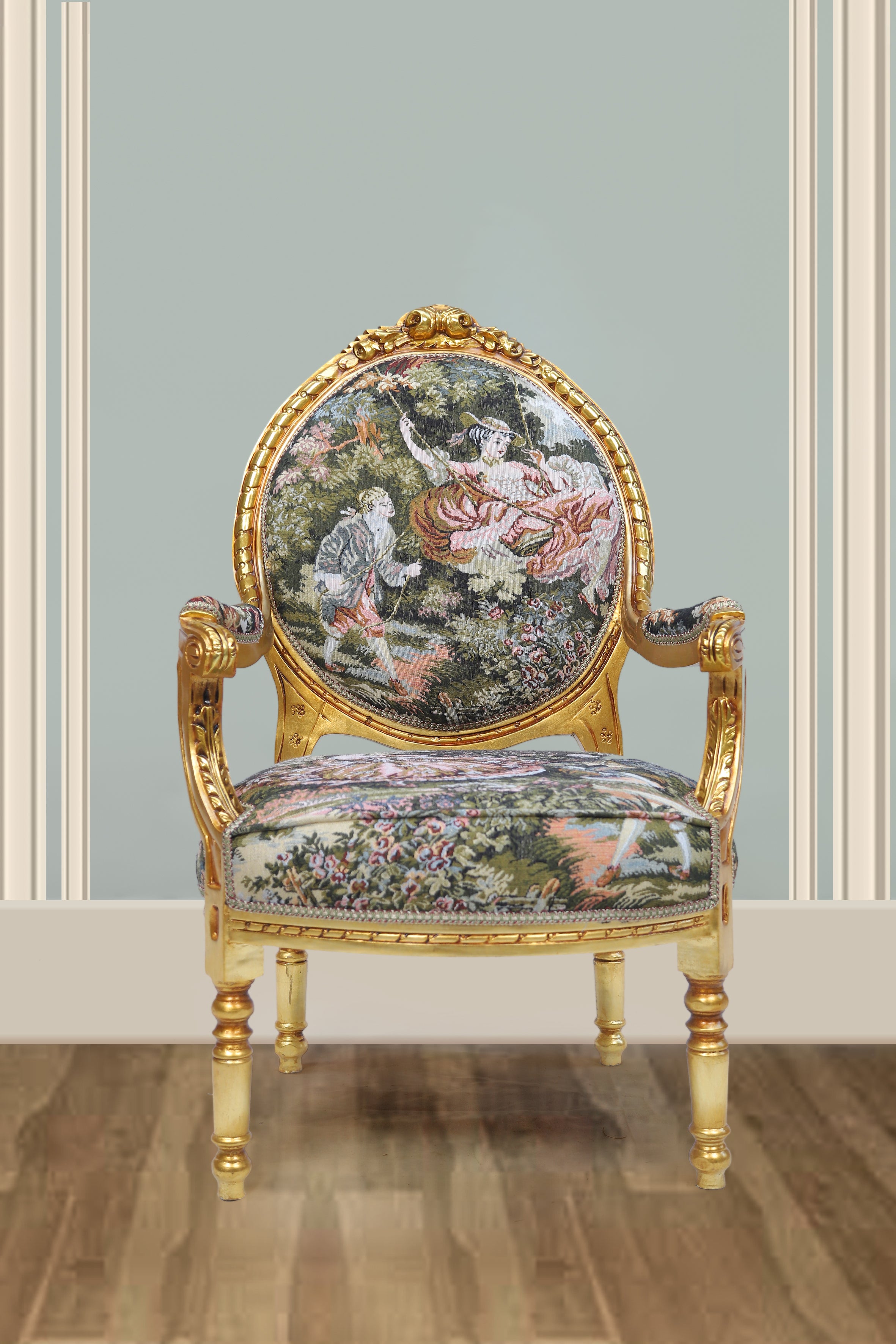 Antique-style ornate accent chair