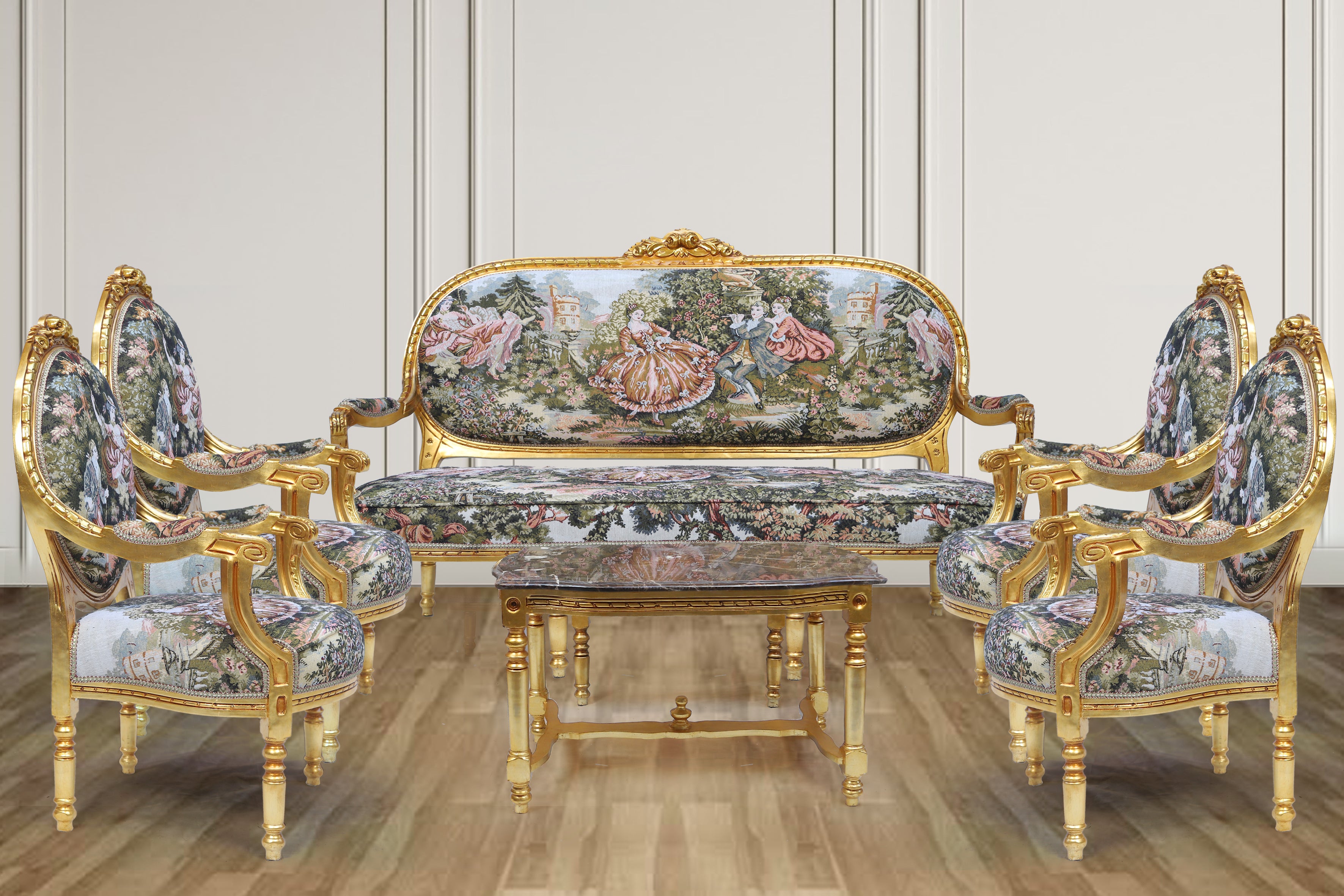 Classic baroque gold accent seating