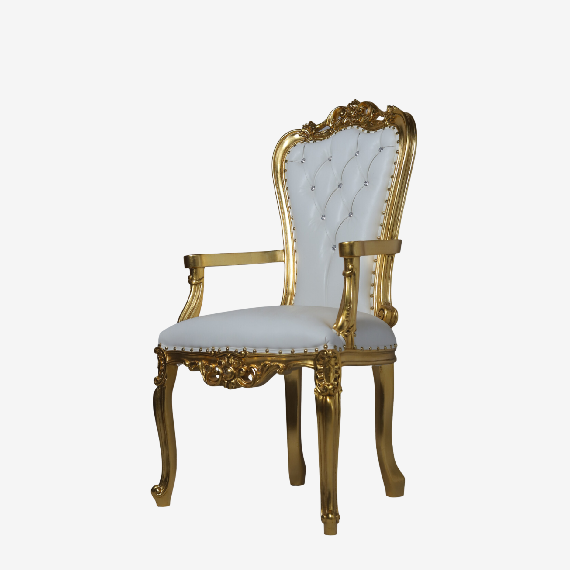Side profile of Golden Comfort Chair highlighting slim tapered track arm.