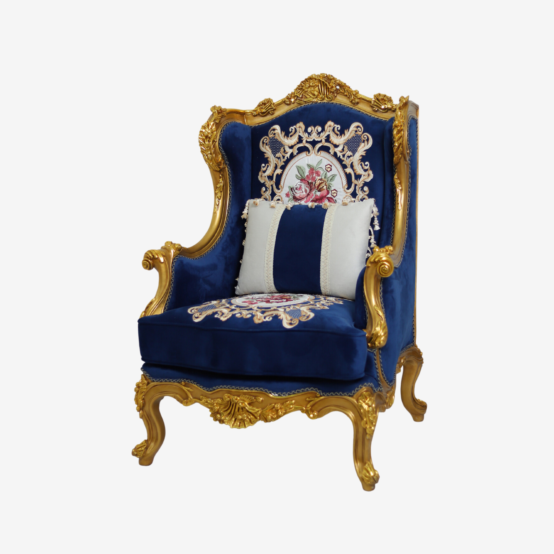 Classic upholstered chair with soft cushions