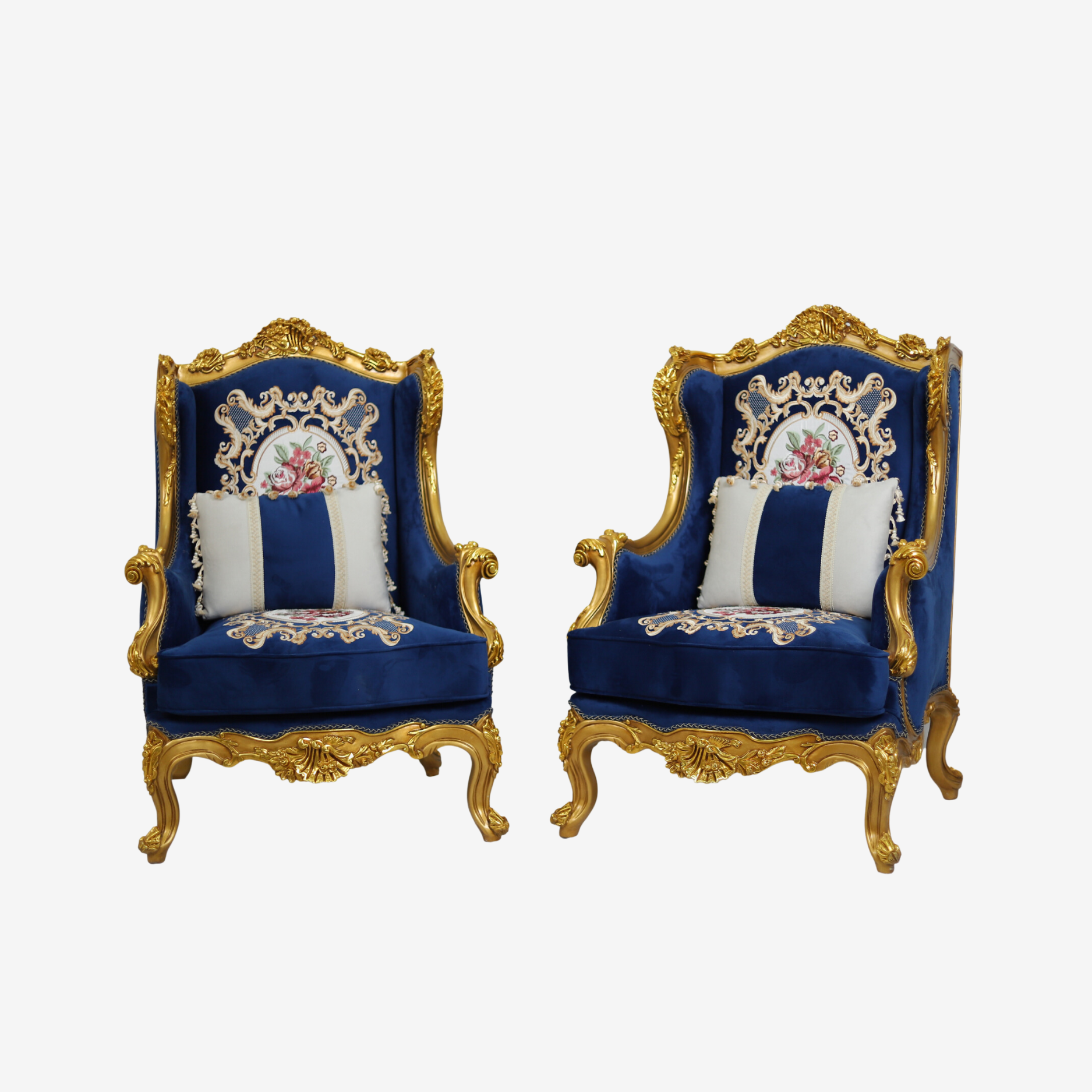 Classic upholstered chair with soft cushions