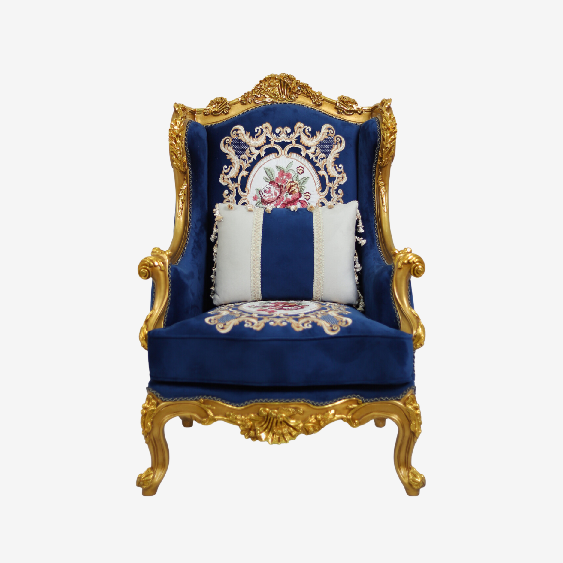 “Chic accent chair with curved frame