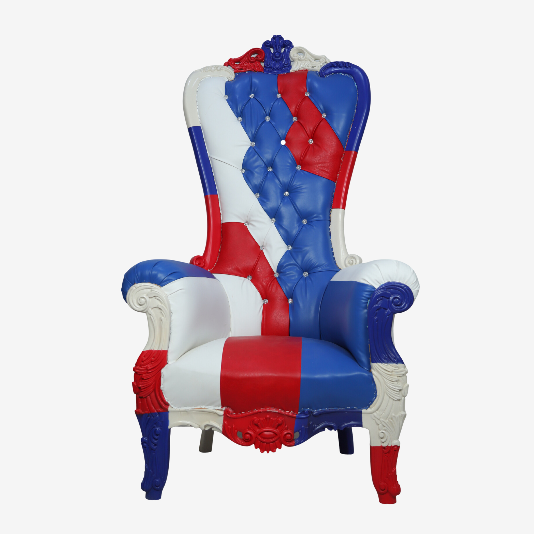 Front view of Patriotic Harmony Chair showcasing Soft Silver Paint finish.