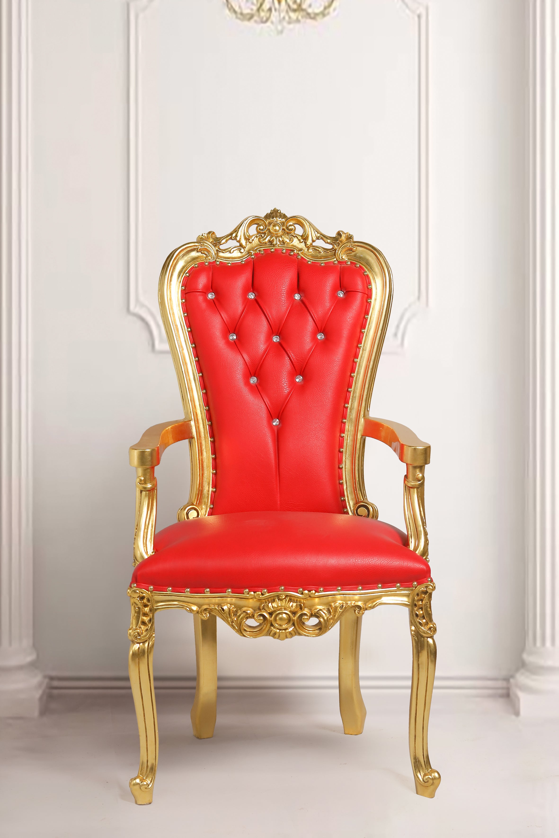 Close-up of metal accents on knuckle and leg of Rich Romance Chair.