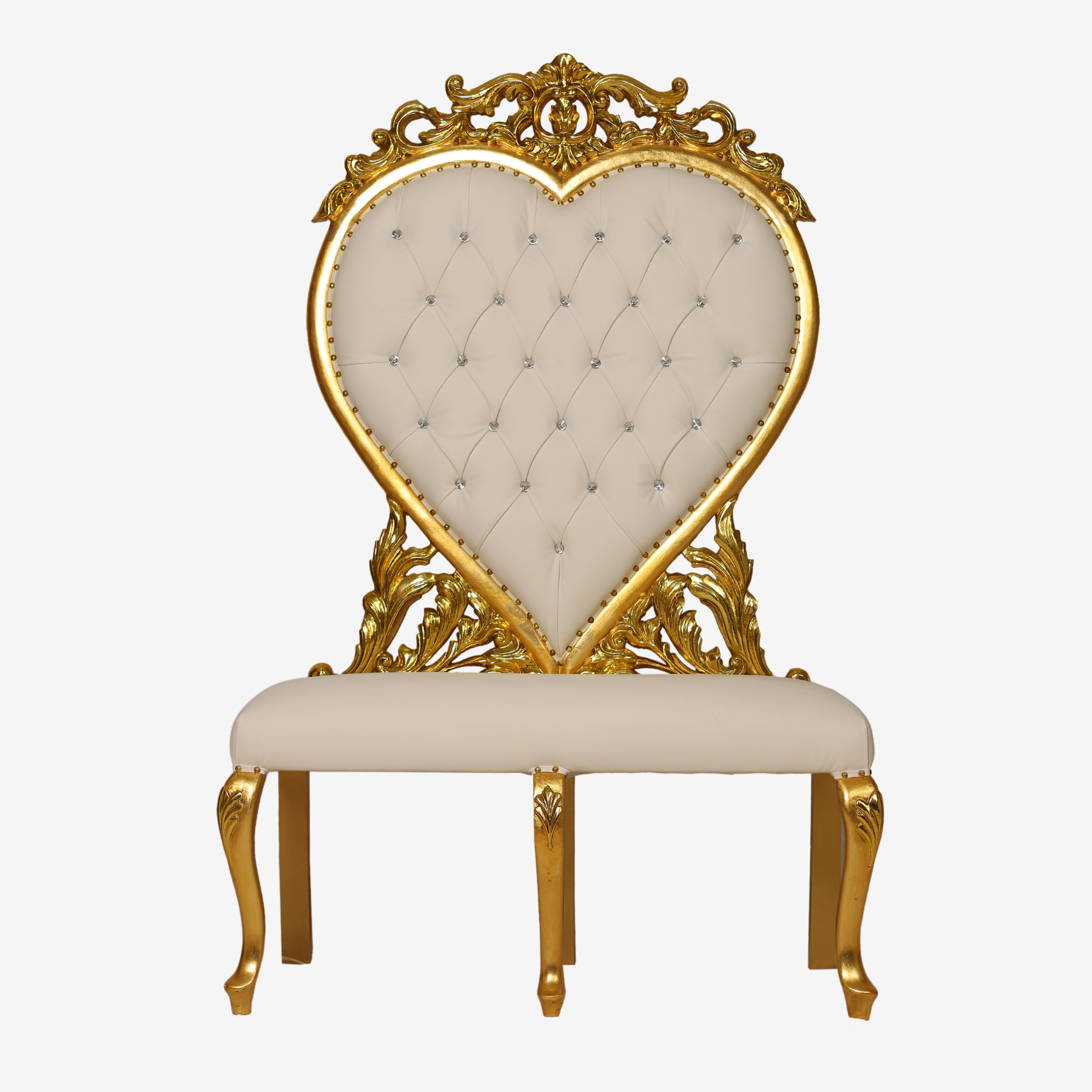 Front view of Cheryl Love Seat showcasing nickel finish and plush cushions​

