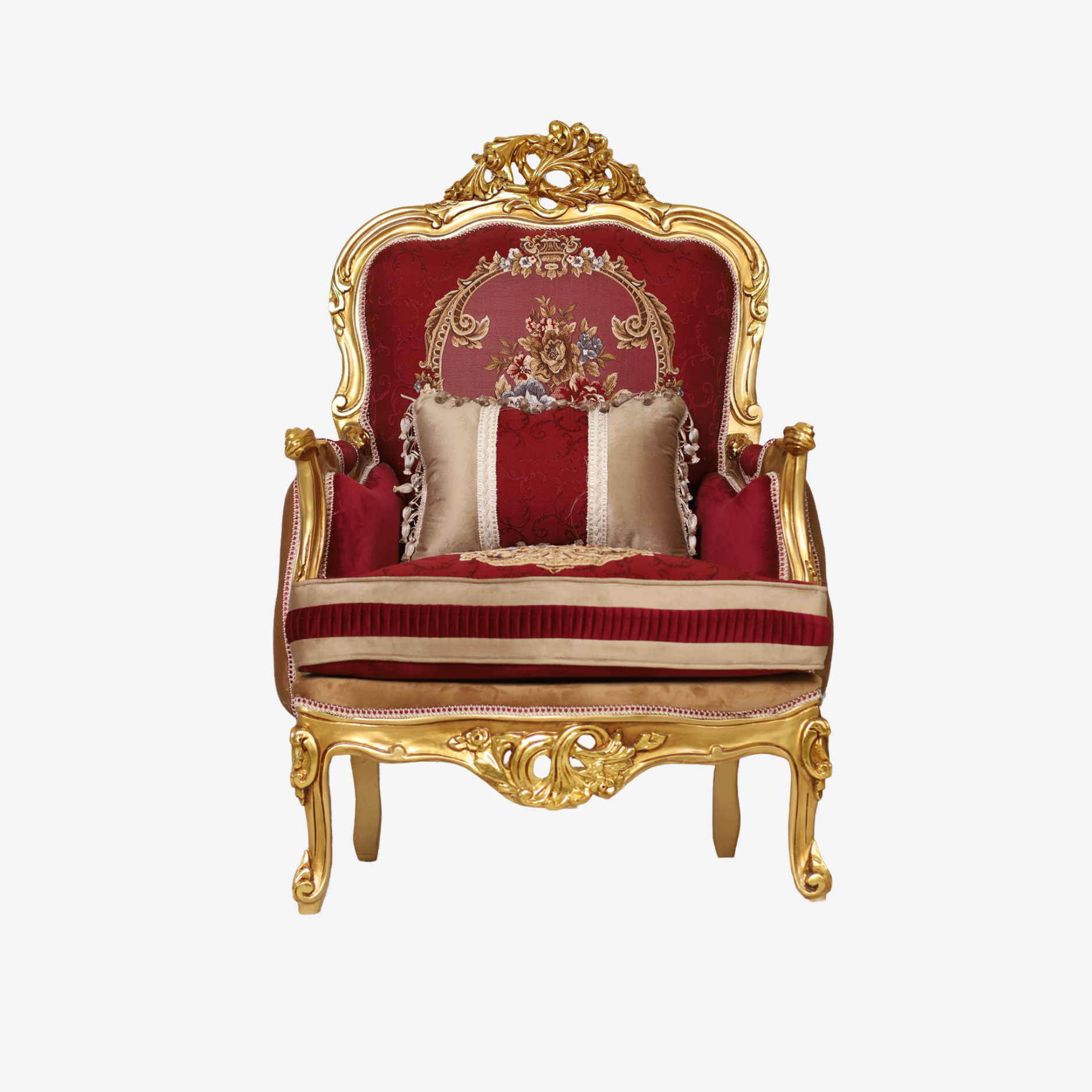 Vintage red square chair with nickel finish