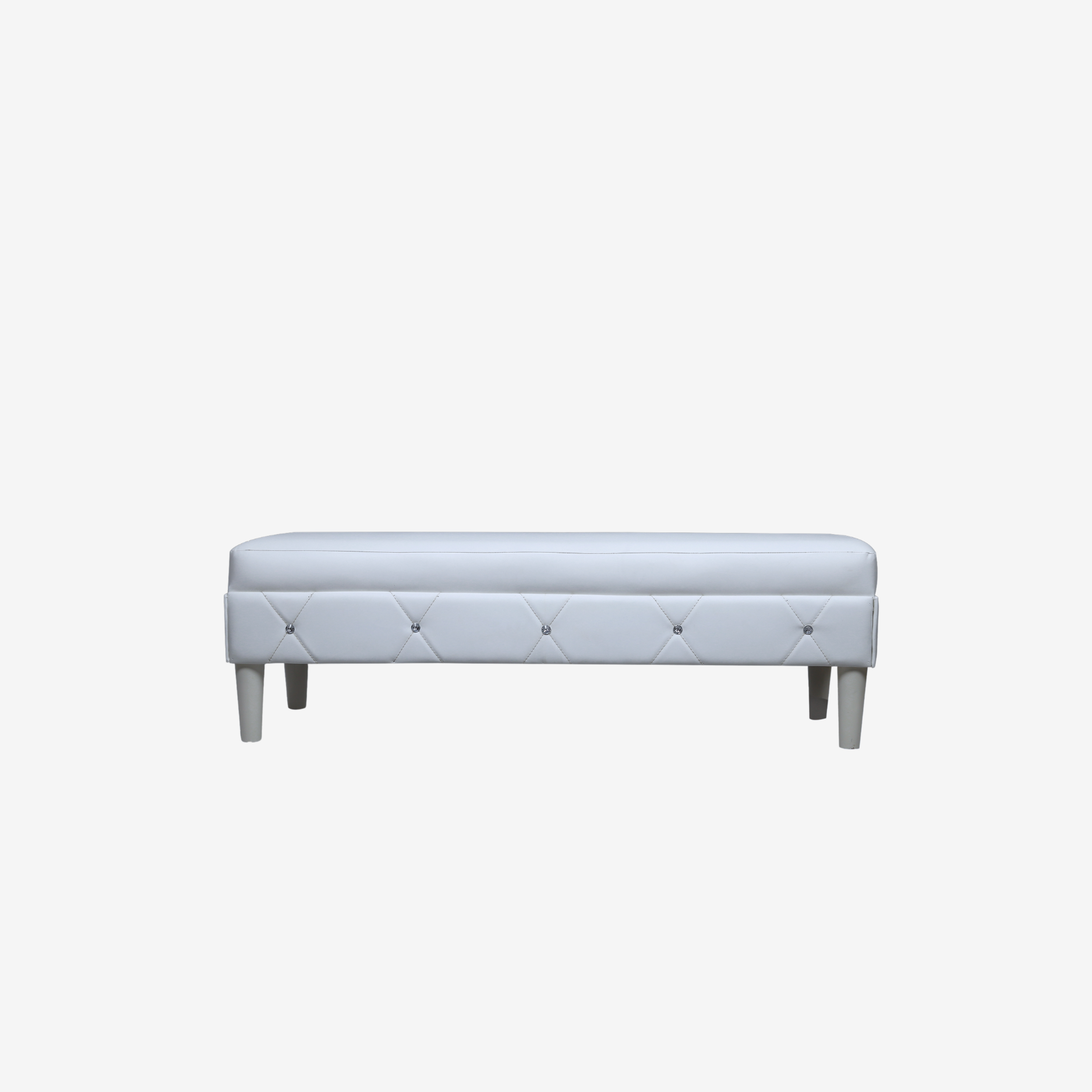 Front view of Cheryl Horizontal Seat with nickel-painted wood frame and plush upholstery