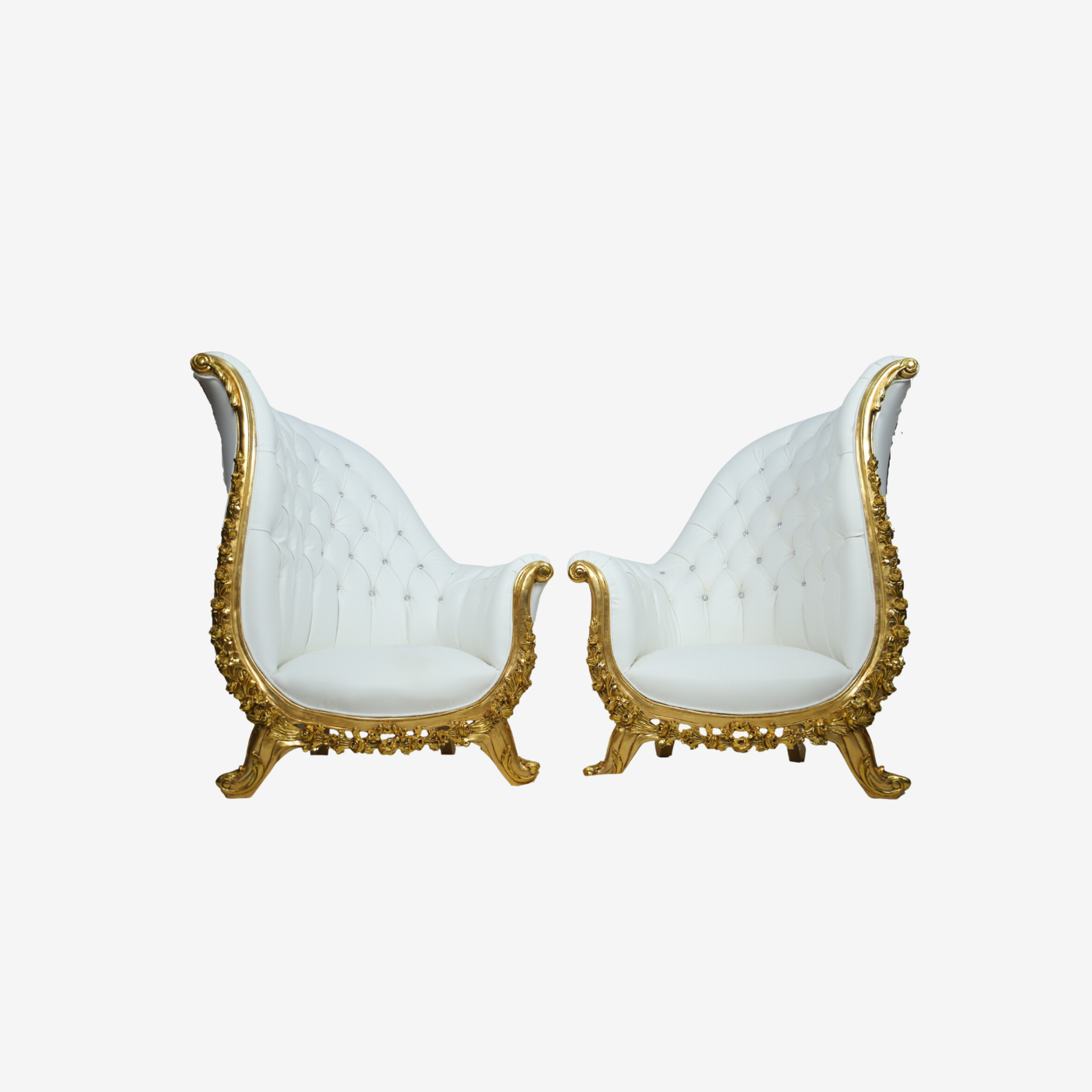 Front view of Golden Cloud Chair showcasing decorative quilted pattern.