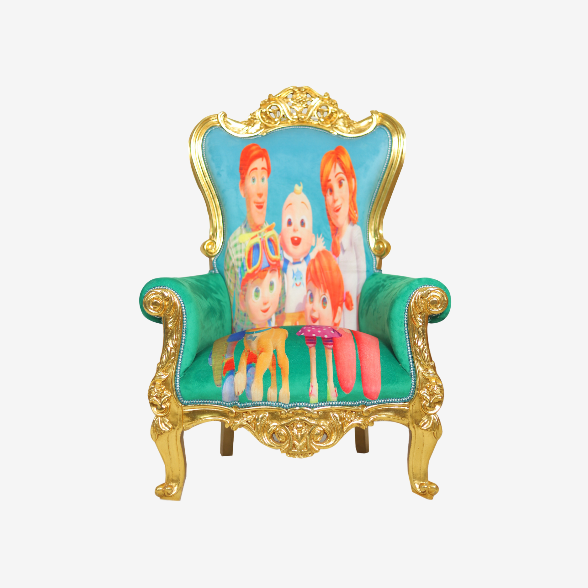 Front view of Disney-Inspired Kids Throne Chair showcasing elegant design